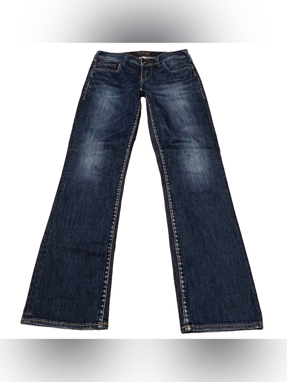 Silver Aiko Low To Mid Rise Straight Leg Stretch Dark Blue Jeans Women’s Size 26